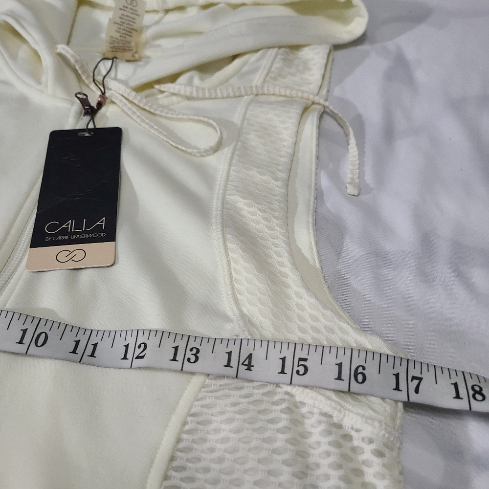 CALIA by Carrie Underwood Mesh Zip Up Vest‎ with Hood Cream NWT Size Small - Picture 8 of 12